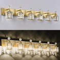 thumbnail image 3 of 6 Light Bathroom Vanity Light Modern Gold Crystal Bathroom Lighting Fixtures Over Mirror, 3 of 5