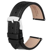 Quick Release Leather Watch Bands Genuine Watch Straps for Men Women,20mm Italian Leather Watch Strap,Black with Stainless Steel Buckle
