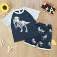 thumbnail image 4 of MEZZALL Boys Dinosaur Outfits Sets Glow In The Dark Print T-Shirt And Shorts 2PCS Summer Casual Play Clothes For Toddlers Comfortable Elastic Fabric 2-3 Years Stylish Baby Wear, 4 of 5