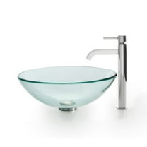 KRAUS Glass Vessel Sink with Ramus Faucet in Chrome