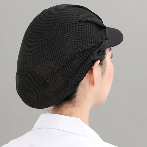 Pawsdot Reusable Black Cotton Chef Cap with Adjustable Elastic for Kitchen Work