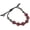 Ruby Red, variant on Zircomania  Alternating Pave Crystal Beaded Macrame Adjustable Bracelet in Gunmetal - Red Brown Black - 10mm Wide x 6.5in. to 8.5in. Long