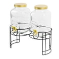 thumbnail image 6 of Efavormart 2 Pack Clear Dual Gallon Glass Beverage Dispenser Stand With Gold Metal Lids, Juice Jars With Spigot Included, 6 of 6