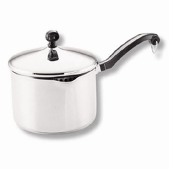 Farberware Classic Series 3 Quart Stainless Steel Straining Sauce Pan with Lid, Induction Compatible, Metal Utensil and Dishwasher Safe, Stainless Steel