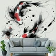thumbnail image 4 of Autua Koi Fish Ink Wash Sumi-e Style Tapestry Wall Hanging Unique Graphic Tapestries for Home Decor Living Room Bedroom Dorm 60x50inch, 4 of 6