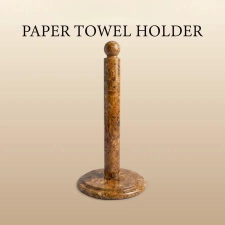 Luxury Handcrafted Marble Paper Towel Holder – Solid Natural Stone Kitchen Roll Stand, Heavy Duty Countertop Organizer, Sturdy Tabletop Holder, Hand-Polished Home and Kitchen Décor