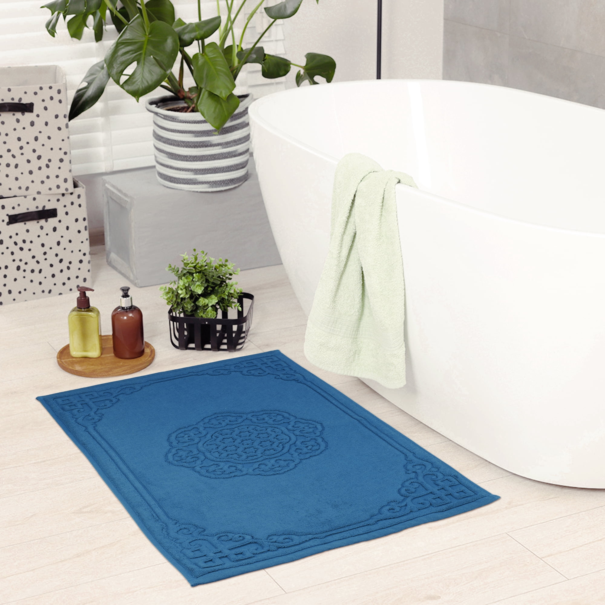 Unique Bargains Absorbent and Machine Washable Shower Bathroom Floor Towel Blue