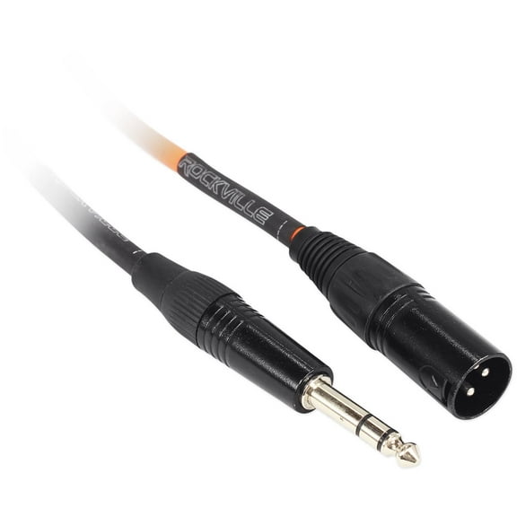 Rockville RCXMB20O 20' Male REAN XLR to 1/4'' TRS Cable Orange 100% Copper