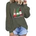 thumbnail image 2 of Pntutb Mujer Impreso Camiseta Suelta Encaje Manga Larga Blusa Cuello Redondo Casual tops Pntutb Pntutb-1741, 2 of 5