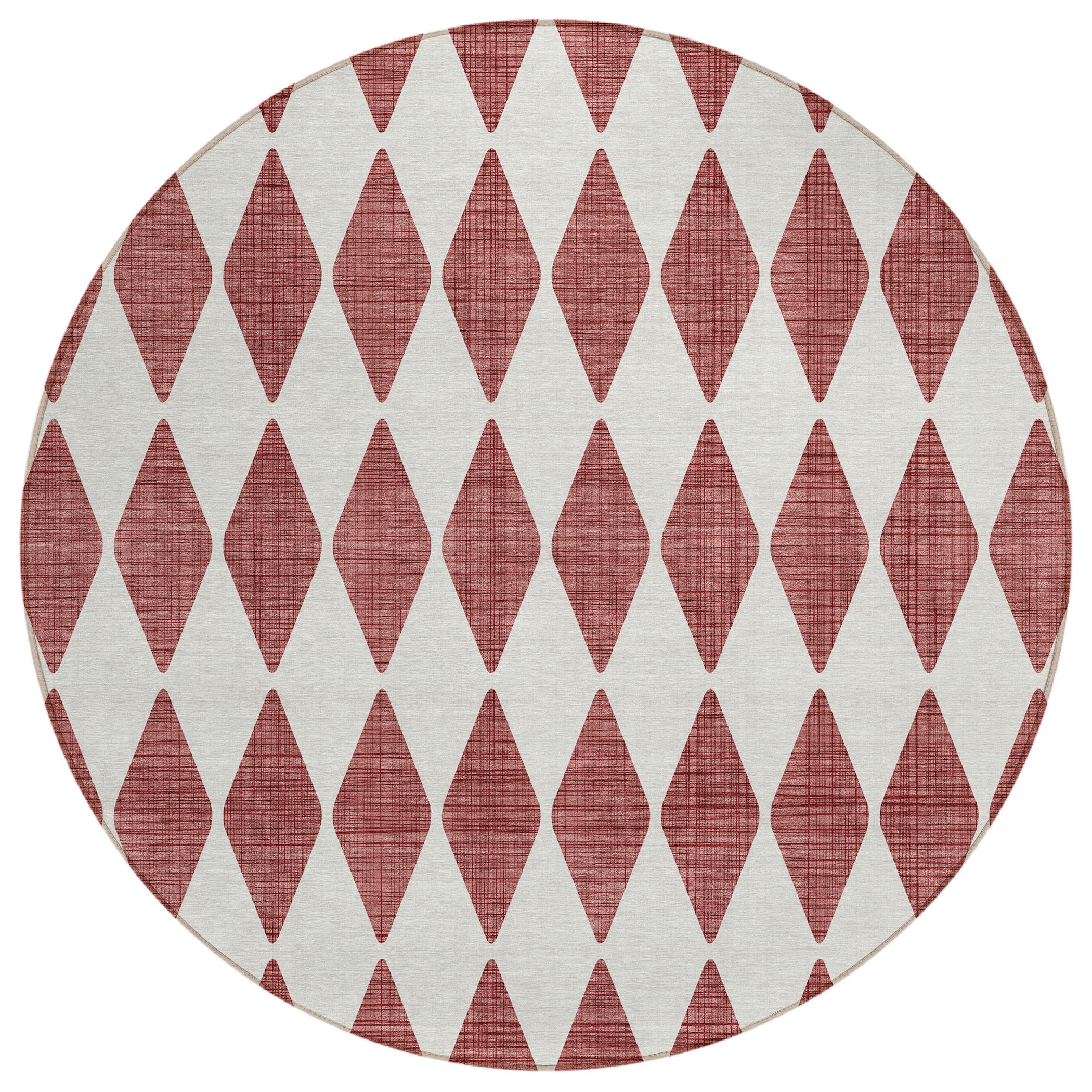 Addison Rugs Chantille Indoor/Outdoor Transitional Diamonds Burgundy Washable Round Rug, 8' x 8'
