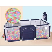 91 Inch Large Kid Baby Playpen Playard With Basketball Hoop,Folding Breathable Mesh Infant Children Play Game Fence for Indoors Outdoors Home