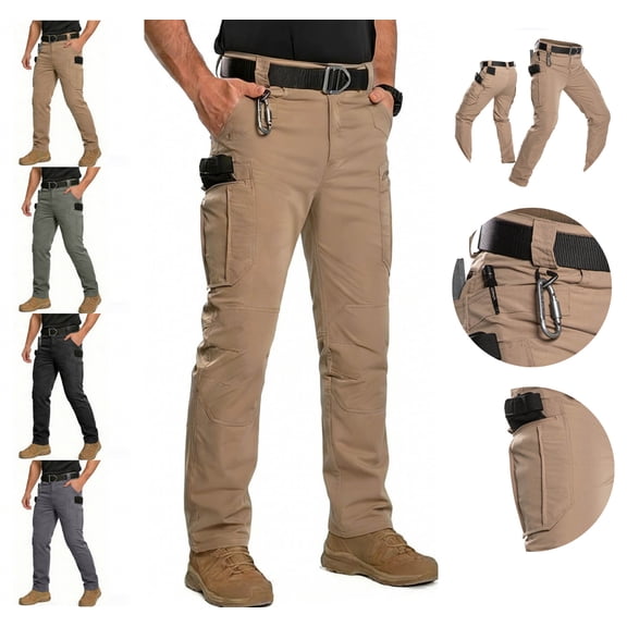 Lekwk Work Pants for Men Lightweight Quick Dry Baggy Cargo Pants Elastic Waist Lounge Athletic Trousers with Pockets Hiking Gym Sports Activewear