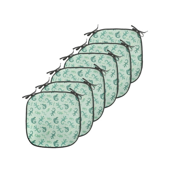 Reptile Chair Seating Cushion, Exotic Lizards Chameleons Leaping Illustration Nature Reptiles, Soft Seat Pads for Office with Anti-slip Backing, 16"x16", Green Mint, by Ambesonne