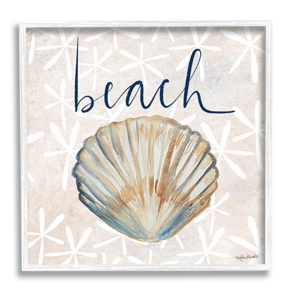 Stupell Industries Beach Seashell Patterned Florals Graphic Art White Framed Art Print Wall Art, Design by Katie Doucette