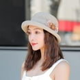 thumbnail image 5 of Sombrero de 56-58cm de circunferencia para mujer, sombrero de verano para mujer, sombrero de pescador con flores, protector solar, gorro de lavabo, 5 of 5