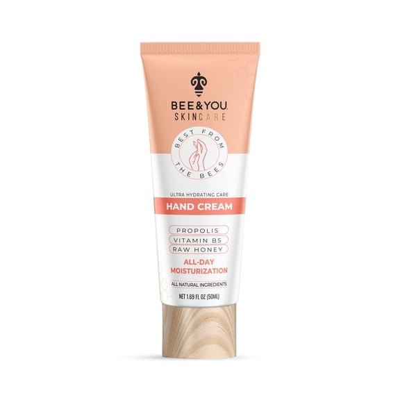 BEE and YOU Ultra Hydrating Natural Hand Cream, Fast Absorbing & Extra Protection with Shea Butter, Vitamin B5, Raw Honey and Bee Propolis, 1.69 fl. oz…
