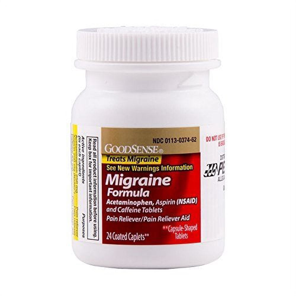 GoodSense Migraine Formula Caplets, Acetaminophen, Asprin (NSAID) and Caffeine Tablets, 24-count