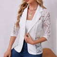thumbnail image 6 of ZQUUVOU Women's Blazer Open Front Solid Color Button Long Sleeve Lace Jacket (White,M), 6 of 7