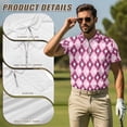 thumbnail image 5 of Aplkyhs Pink Ball Argyle Matching Couple Sport Shirts Quarter Zip Matching Golf Shirts for Couple Lightweight Mens Hawaiian Shirt Moisture Wicking Suitable for Outdoor Sports, 5 of 6