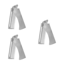 FRCOLOR 3pcs Stainless Steel Folding Comb For Men Pocket Travel Comb For Beard And Mustache Ideal For Grooming And Styling Anti-Static And Portable Groomsmen Present Silver L