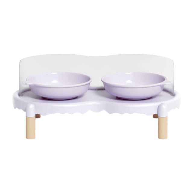 Comederos elevados para gatos, comedero elevado con base antideslizante, juego de cuencos para comida y agua, Púrpura