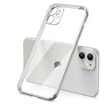 thumbnail image 1 of Luxury Plating Square Frame Silicone Transparent Case on For iPhone 11 12 13 14 15 Pro Max X XR XS Max 7 Plus Clear Back Cover Silver For iPhone 15Pro Max, 1 of 6