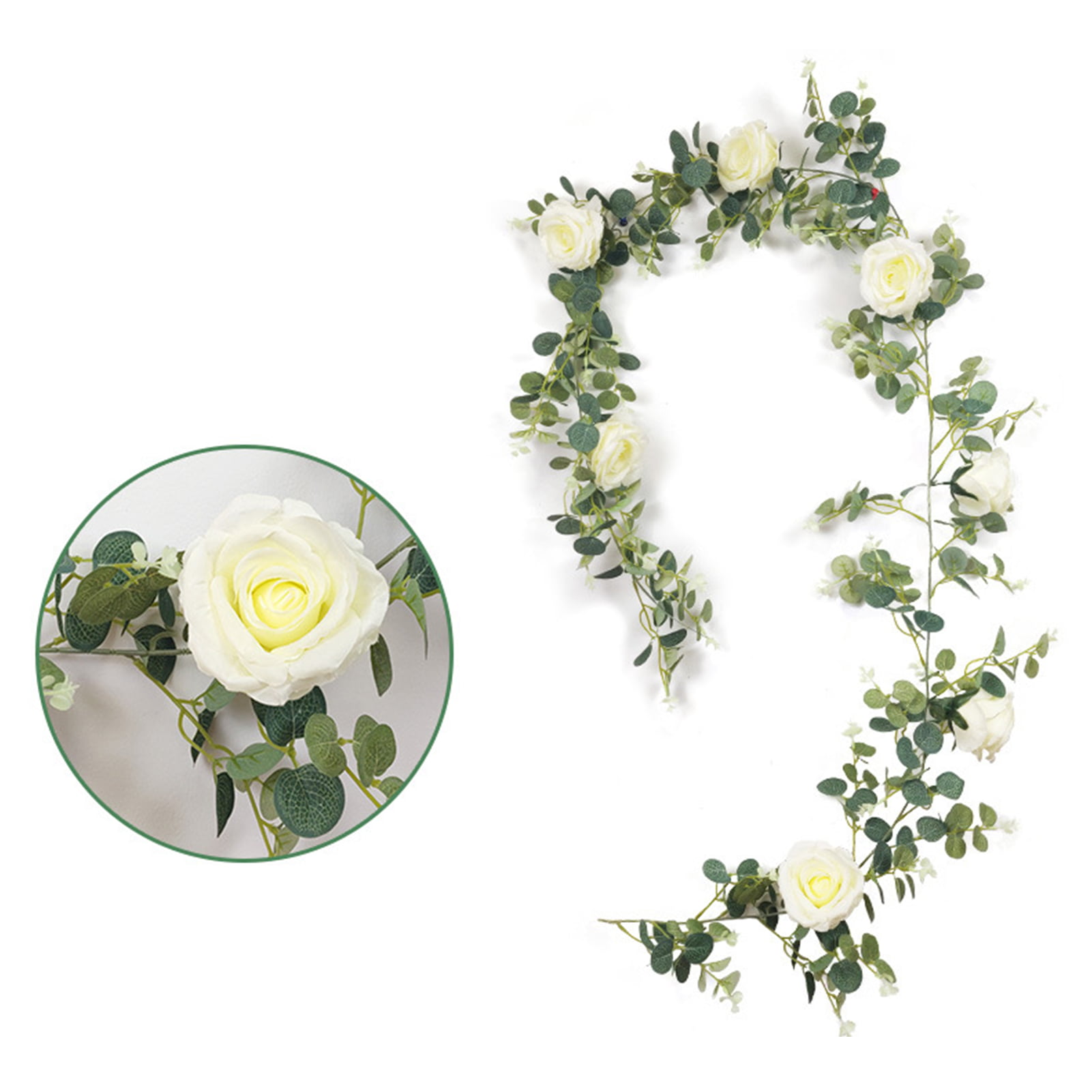 Details about   6.6Ft Artificial Rose Vine Fake Flower Hanging Eucalyptus Garland with Rose 