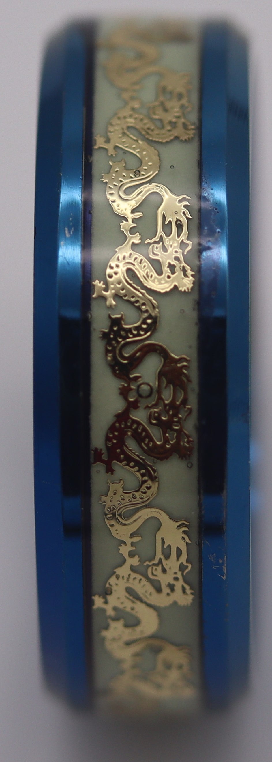 Ausuky Cool Adjustable Mens Glow In The Dark Punk Vintage Luminous Dragon Ring Jewelry (Silver+Blue