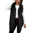 thumbnail image 5 of Htigea Long Sherpa Vest for Women Sleeveless Fleece Jacket Fall Warm Button Down Coat Outerwear Black M, 5 of 7