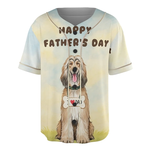 Cute Afghan Hound Loves Dad Happy Father's Day All Over Print 3D Baseball Shirt Dog Lover Softball Sport - 12008