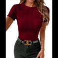 thumbnail image 3 of Camiseta de Verano para Mujer, Corta, Cuello Redondo, Color Vino Tinto XXL, 3 of 10