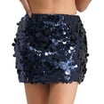 thumbnail image 3 of Yartina Womens Sparkle Sequin Mini Skirt Sexy Bodycon Mini Skirt Clubwear Navy Blue M, 3 of 7