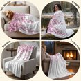 thumbnail image 4 of Flannel Throw Blanket for Couch Sofa Bed, Country Pink Leaf Soft Cozy Warm Fuzzy Blanket 60x80in, 4 of 9