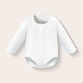 thumbnail image 2 of Quealent Newborn Baby Boy Clothes Cotton Shirt Bodysuit Button Up Long Sleeve Romper Jumpsuit One-Piece Outfit (White, 0-3 Months), 2 of 6
