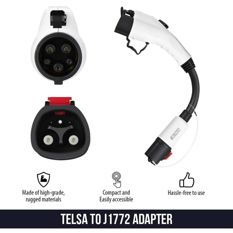 Lectron Bundle - Tesla to J1772 Adapter (240V 16A Level 2) & J1772 to Tesla  Adapter (240V 40A 9.6kW Level 2) (White)