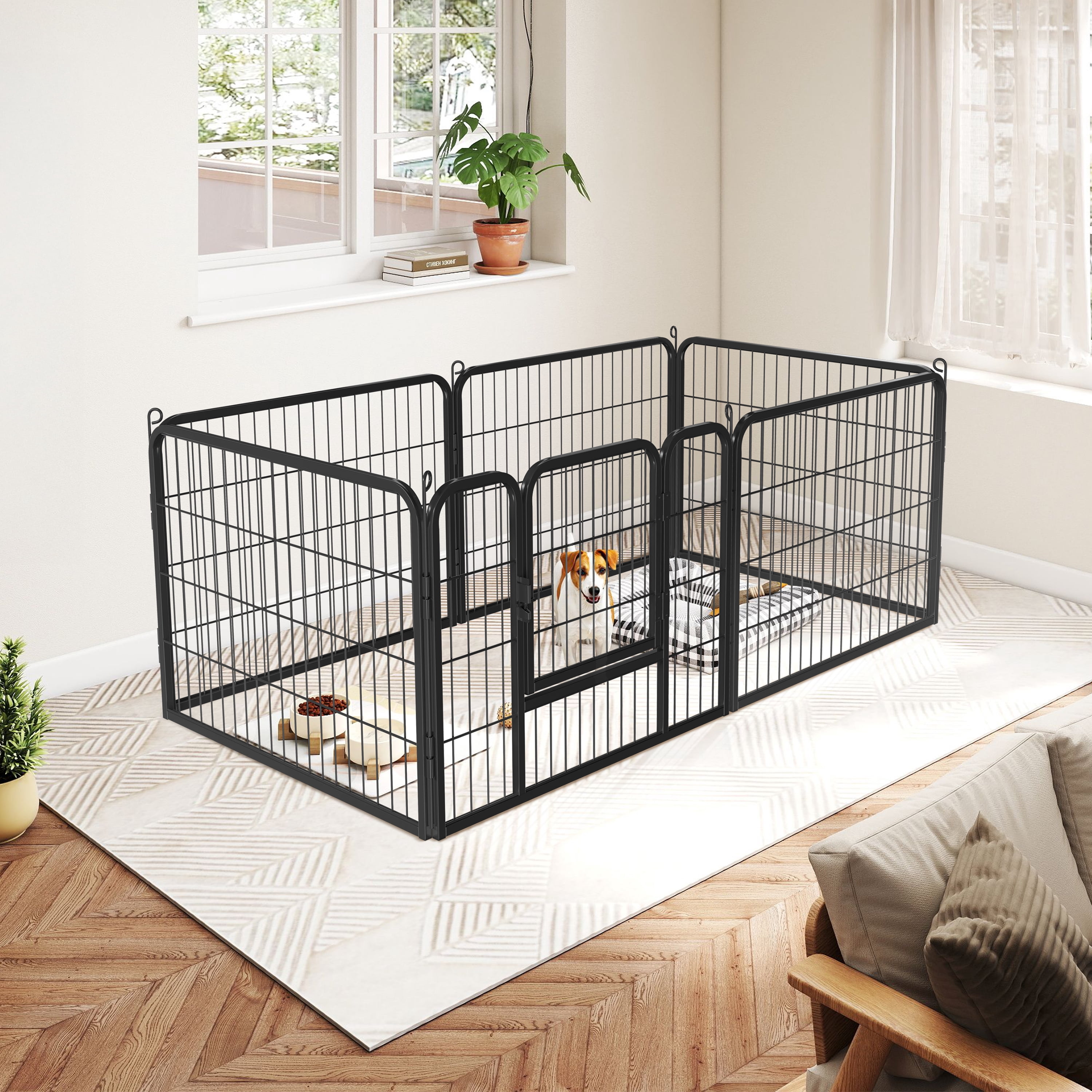 Renwick 6 Panels 24" Heavy Duty Dog Playpen, Black