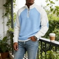 thumbnail image 2 of Jalioing Sweatshirts for Men Casual Color Block Half Zip Stand Collar Texture Pullover Shirt Fashion Long Sleeve Tops, 2 of 6