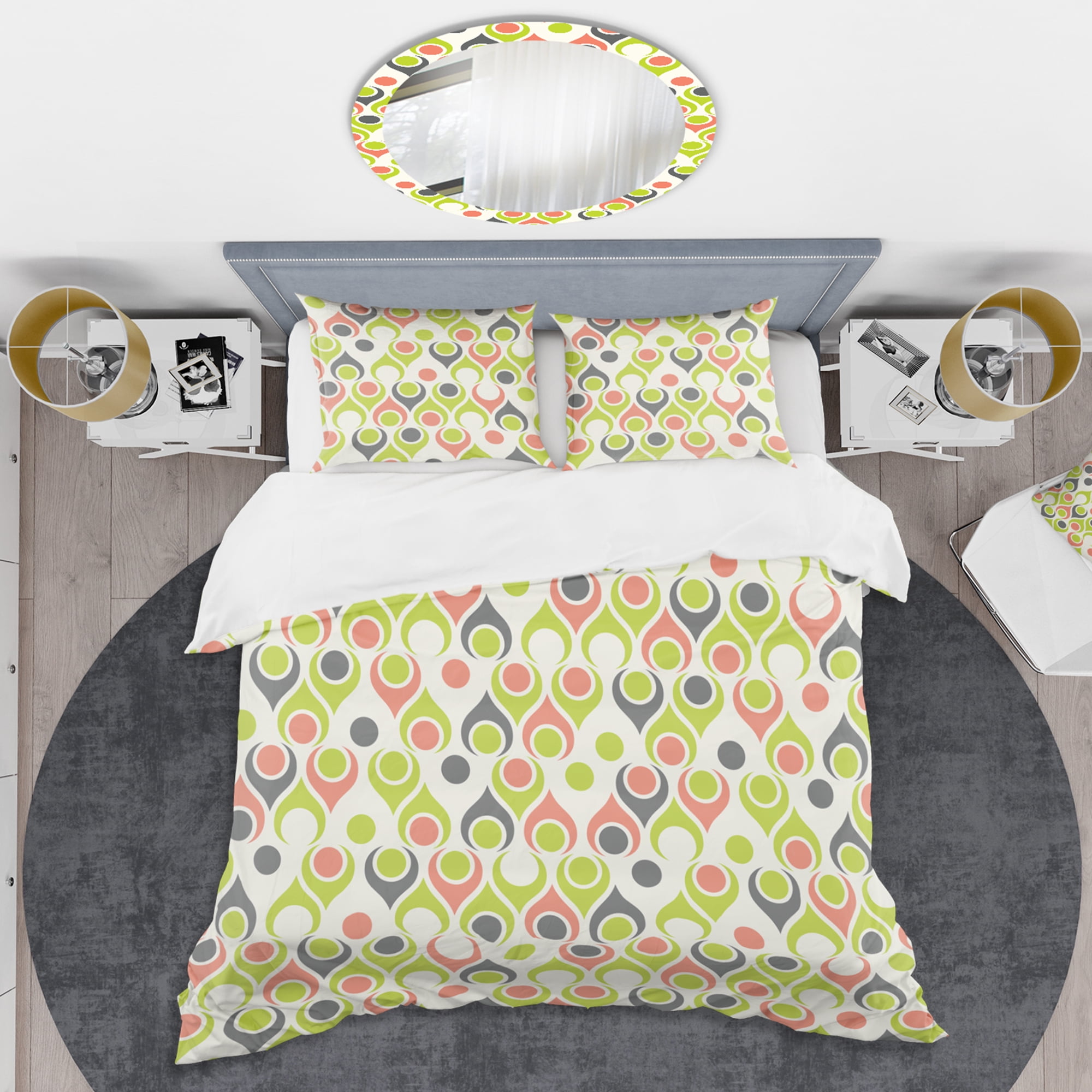 Designart 'Retro Abstract Drops II' Mid-Century Modern Duvet Cover Set