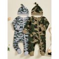 thumbnail image 3 of Cjfdfy Newborn Baby Boy Footies Rompers Green Camouflage Long Sleeve Zip Up Footed Bodysuits With Hat Baby Announcement Outfit Infant Cute Coming Home Outfit 0-6M, 3 of 9