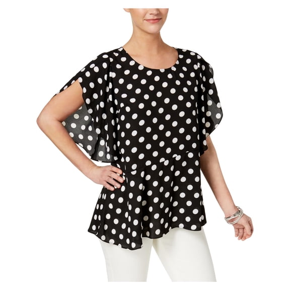 NY Collection Womens Cape Sleeve Asymmetrical Hem Pullover Top