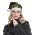 thumbnail image 5 of KLL Christmas Hats for Adults Plush Carnival Mardi Gras Print Santa Hat Xmas Fluffy Santa Claus Hat for Women Men, 5 of 6