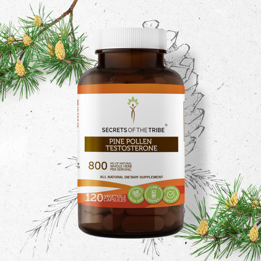 Secrets of the Tribe Pine Pollen Testosterone 120 Capsules, Wildcrafted