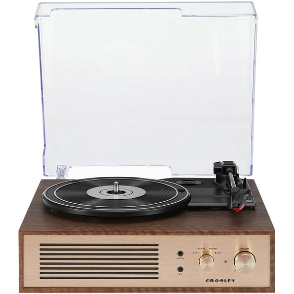 Crosley CR6045A-WA Miles 3-Speed Bluetooth in/Out Record Player Turntable with Built-in Speakers, Walnut