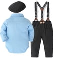 thumbnail image 2 of ETHAN Baby Boy Dress Suit Clothes Sets Infant Tuxedo Gentleman Suits Outfits Bowtie Shirt Suspenders Pants Beret Hat 0-24M, 2 of 8