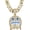 Blue-smile golden, variant on Ghost Pendant Cuban Chain Necklace for Men & Women, Silver Iced Out Miami Style Hip Hop Jewelry with Sparkling CZ, 20" Statement Necklace Gift