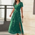 thumbnail image 1 of SMihono Robe Maxi Bohème d'Été pour Femmes Grande Taille Robe Longue à Manches Courtes Col en V Fendue Robe de Plage, 1 of 8