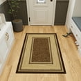 thumbnail image 2 of Ottomanson Border Area Rug 3'3" x 4'7" - Non Slip Low Pile Carpet, Brown, 2 of 11