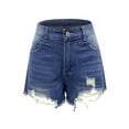 thumbnail image 2 of LYMAYTER Women Denim Shorts for S-2XL High Waist Ripped Denim Jeans Shorts Casual Washed Denim Jeans Shorts, 2 of 8
