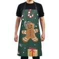 thumbnail image 4 of Yayeee Chief Kitchen Apron with Pockets for Cooking Water Resistant Unisex Adjustable Neck Strap, Green Christmas Gingerbread, 4 of 7