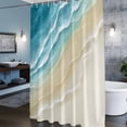 thumbnail image 3 of Abstracts Sandy Beach Shower Curtains for Bathroom, Teal Blue Beige Gradient Ocean Wave Washable Fabric Shower Curtain with Hooks Waterproof Bathroom Decor Sets, 72 x 72 Inches, 3 of 9